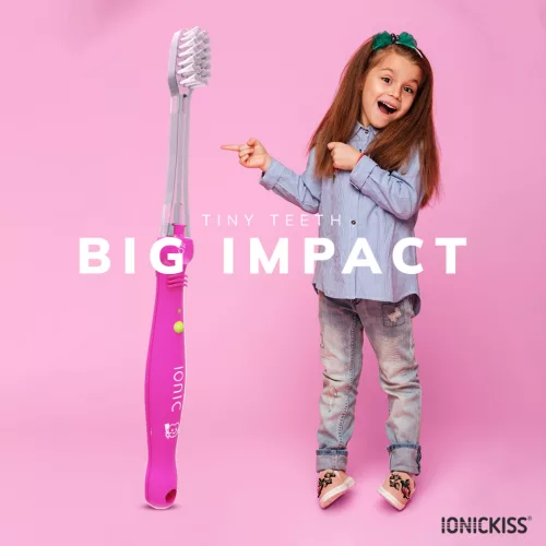 Ionickiss - IONIC KID. Japanese ionic-manual children toothbrush (pink).