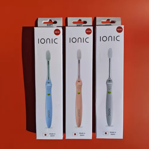 3x Ionickiss - IONIC - IONICKISS spazzolino manuale ionico giapponese (perla, blu, rosa)