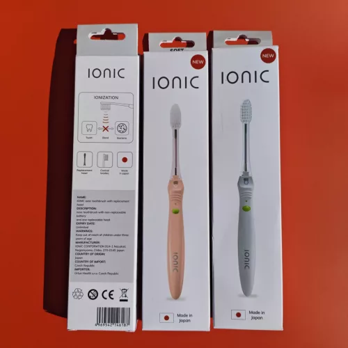 3x Ionickiss - IONIC - IONICKISS spazzolino manuale ionico giapponese (perla, blu, rosa)